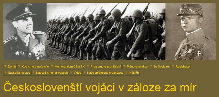 Web iniciativy Českoslovenští vojáci v záloze za mír. Zdroj: Českoslovenští vojáci v záloze za mír.